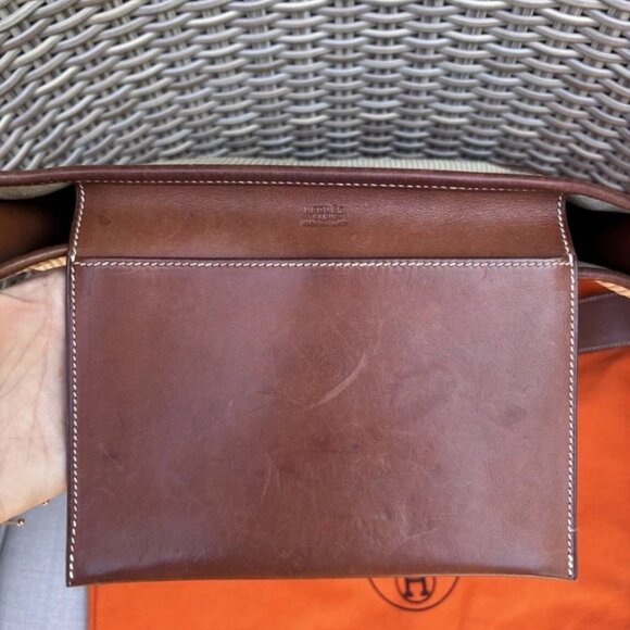 Authentic Hermes Toile Swift Evelyne PM leather brown crossbody bag RARE - Picture 7 of 16
